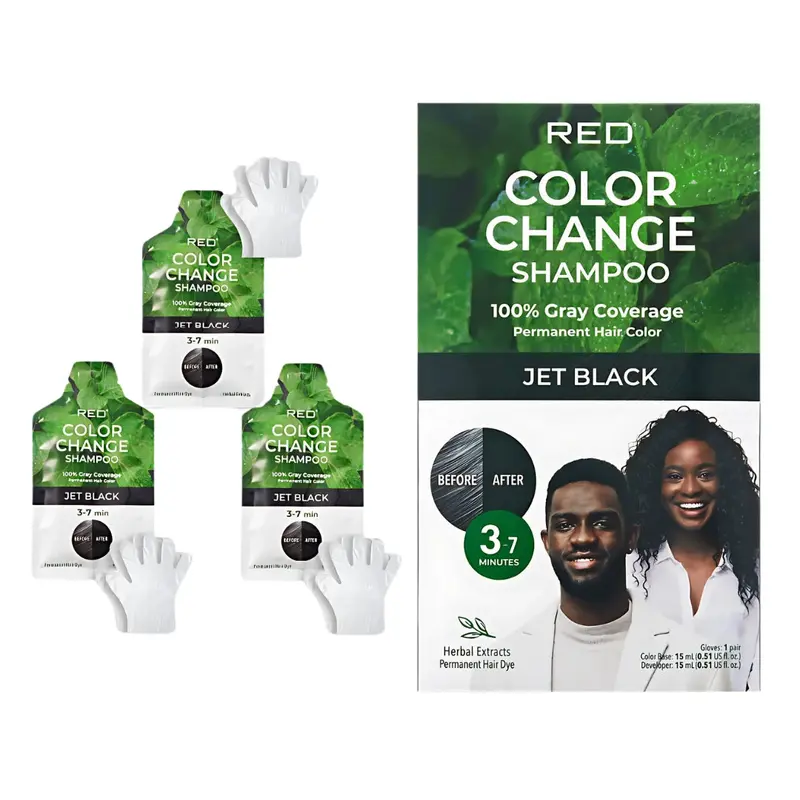 Red by Kiss Color Change Shampoo 100% Gray Coverage Permanent Hair Color - 3 pcs - Choose Color
