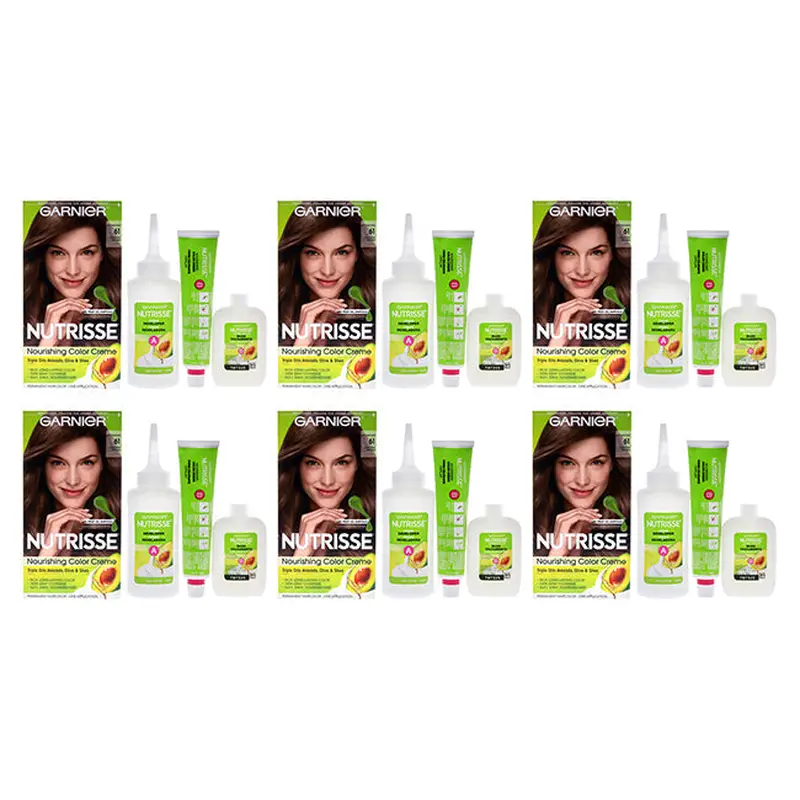 Garnier Nutrisse Nourishing Color Creme - 61 Light Ash Brown by Garnier for Unisex - 1 Application Hair Color - Pack of 6