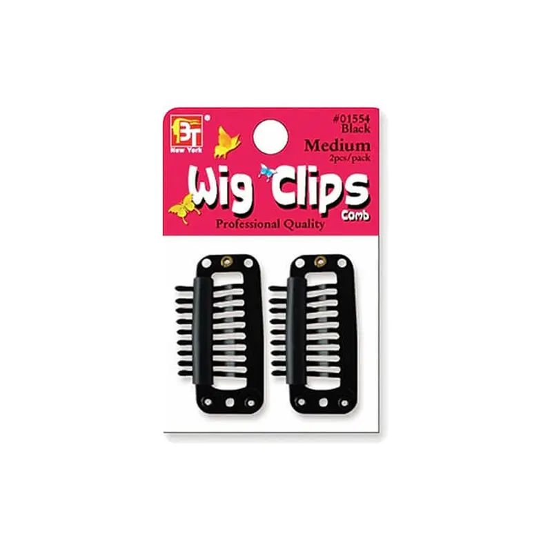 Beauty Town #01554 Black Comb Medium Wig Clips 2ct