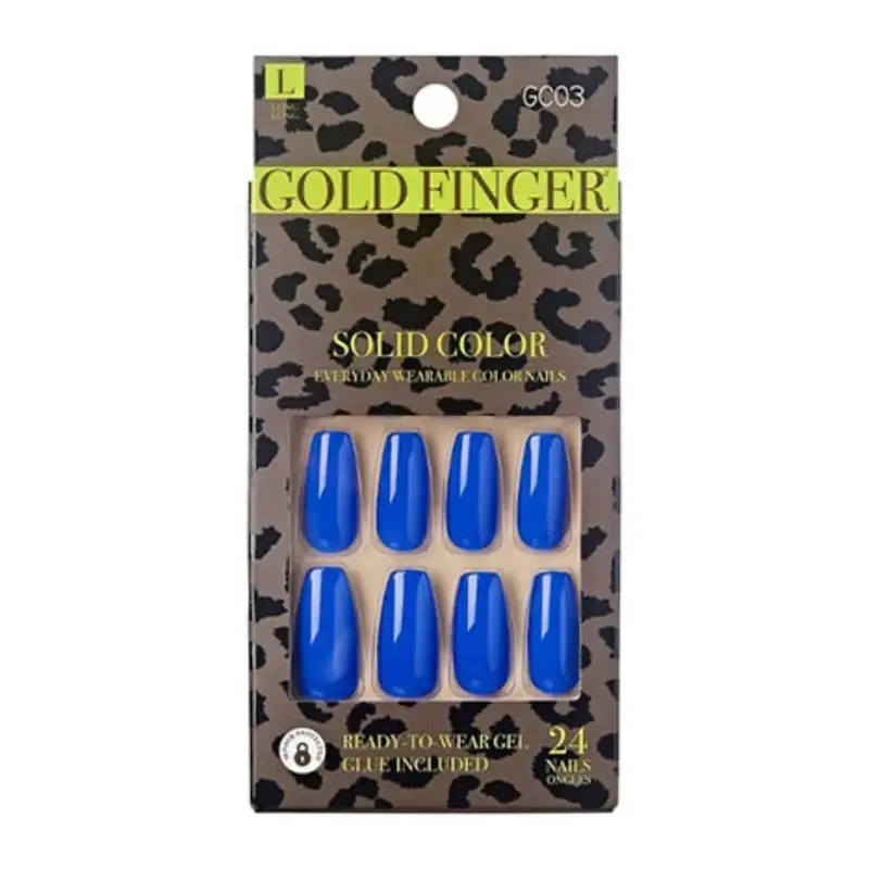 Gold Finger Solid Color Nails - Medium Blue