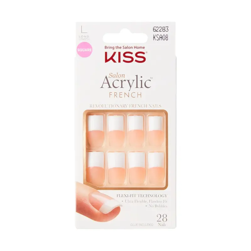 Kiss Salon Acrylic French Nails - Long Length - Back Talk [KSA08]