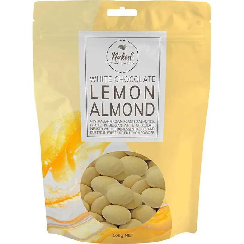 Naked Chocolate Co Lemon Almond White Chocolate 100g