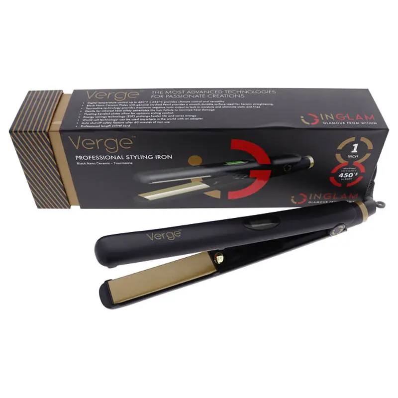 Inglam Verge Pro Styling Flat Iron - HSI093A- Black by Inglam for Unisex - 1 Inch Flat Iron