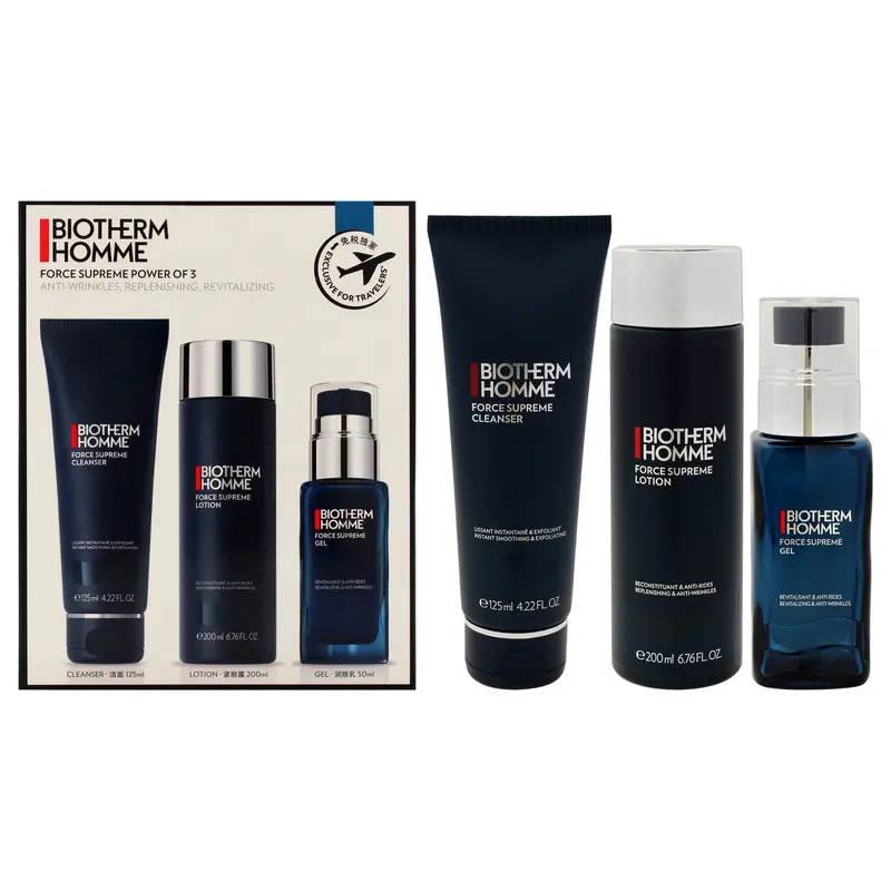 Biotherm Biotherm Homme Force Supreme Power Set by Biotherm for Men - 3 Pc 4.2oz Force Supreme Cleanser, 6.7oz Force Supreme Lotion, 1.69oz Force Supreme Gel