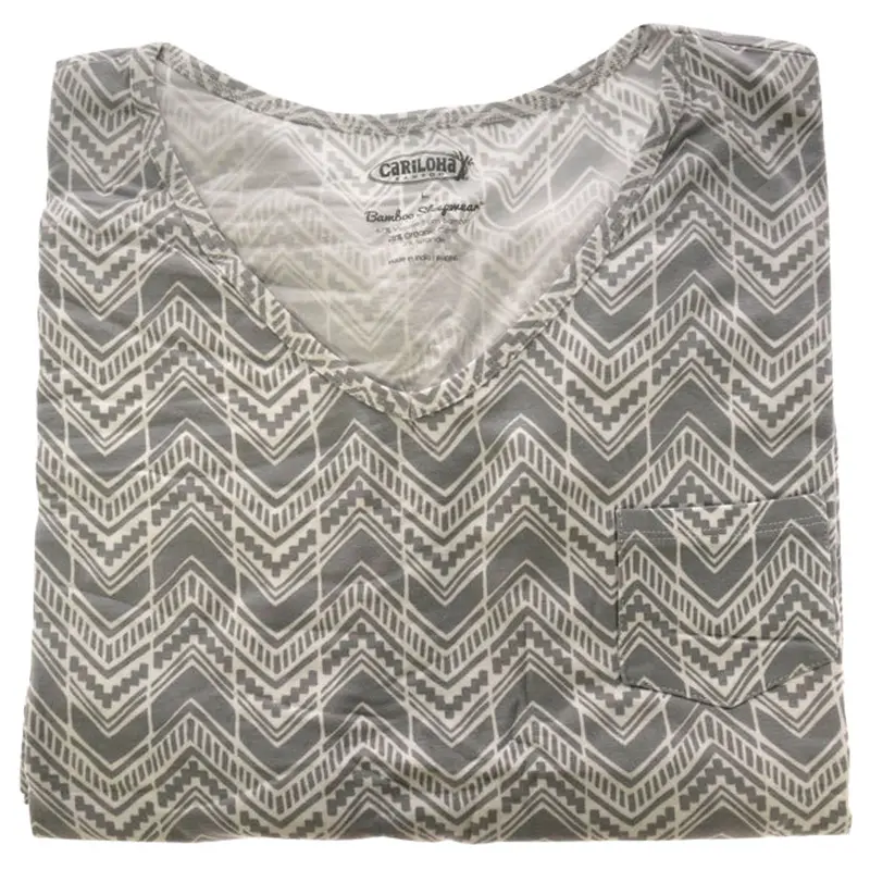 Cariloha Bamboo Sleep V-Neck Shirt - Tribal Stripe by Cariloha for Women - 1 Pc T-Shirt (L)