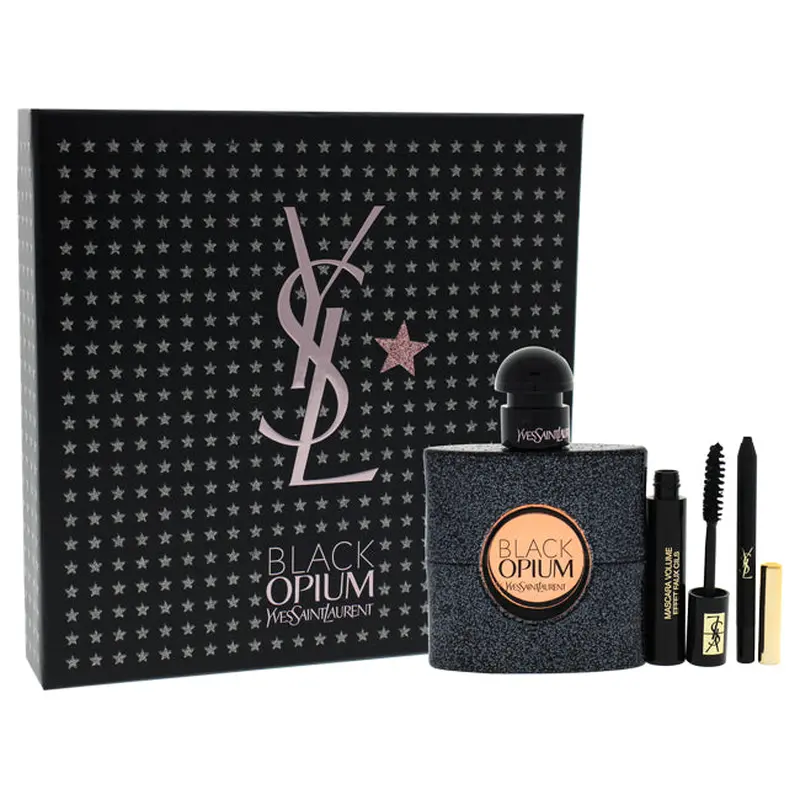 Yves Saint Laurent Black Opium by Yves Saint Laurent for Women - 3 Pc Gift Set 1.6oz EDP Spray, 0.04oz Lipstick - 01 Rouge Pur Couture, 0.02oz Waterproof Eye Pencil - 01