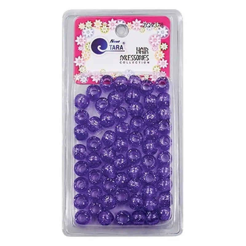 Tara Large Hair Beads - Purple w/ Silver Glitter #ZQ9378