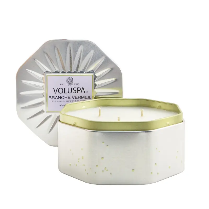 Voluspa 3 Wick Octagon Tin Candle - Branche Vermeil  340g/12oz