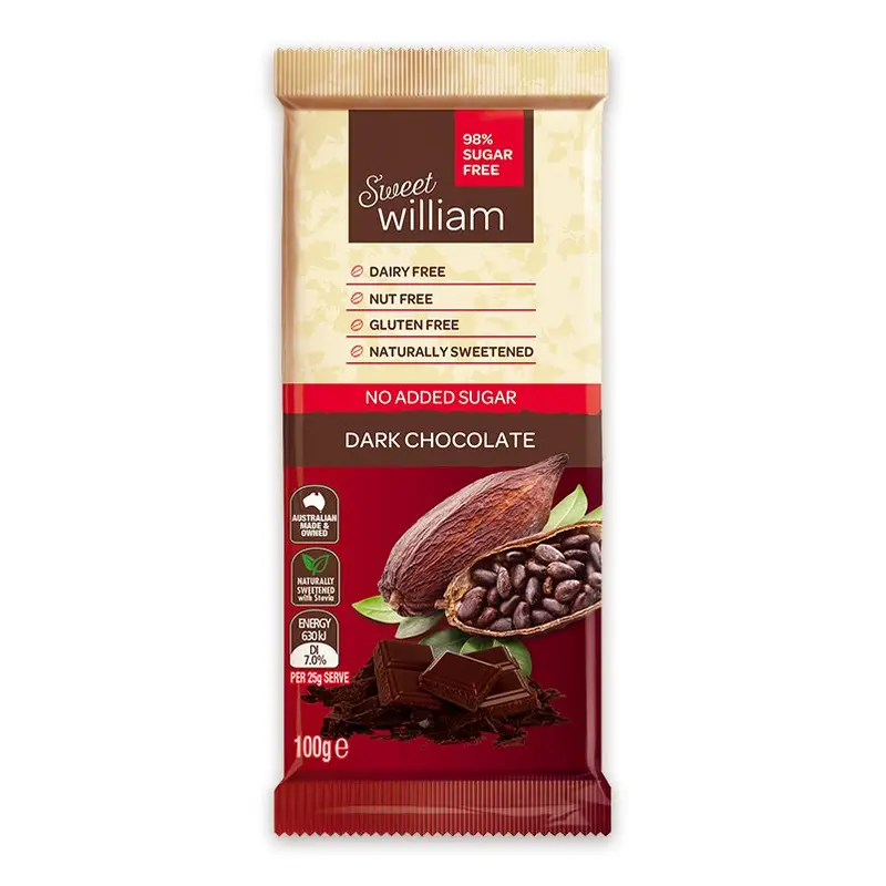Sweet William No Added Sugar Dark Choc 100g