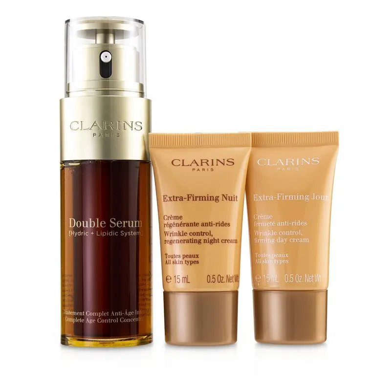 Clarins Double Serum Extra-Edition Set: Double Serum 50ml + Extra-Firming Day Cream 15ml + Extra-Firming Night Cream 15ml  3pcs