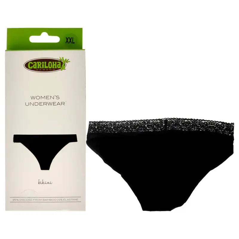 Cariloha Bamboo Lace Bikini - Black by Cariloha for Women - 1 Pc Underwear (2XL)