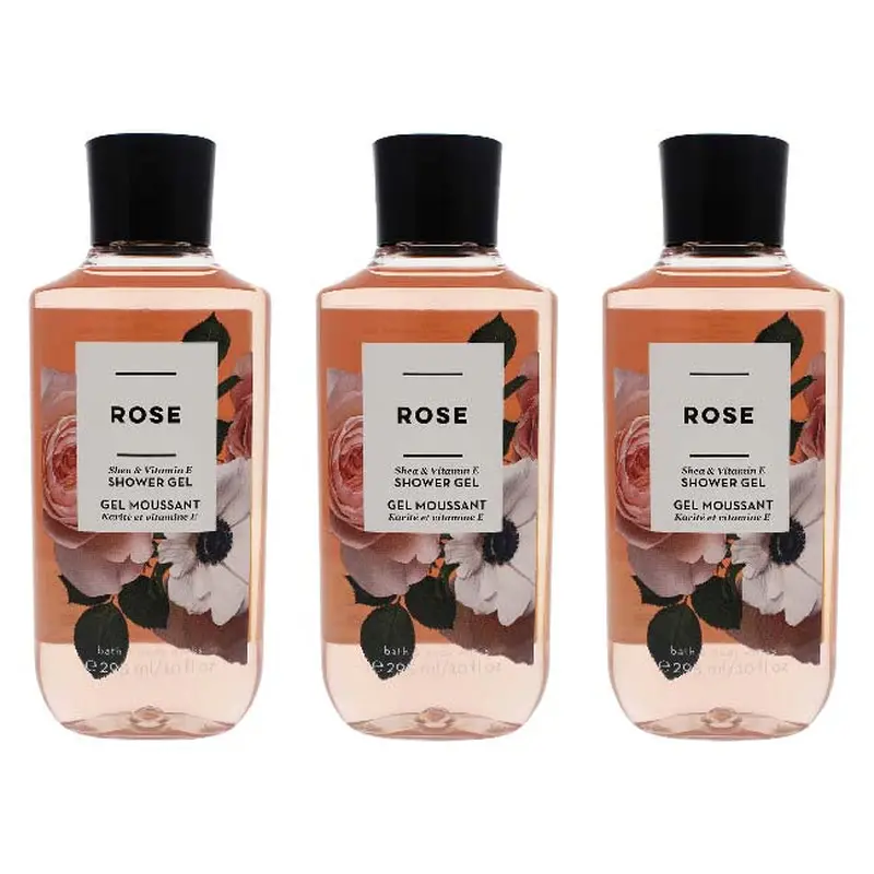 Bath and Body Works Rose Shea and Vitamin E by Bath and Body Works for Women - 10 oz Shower Gel - Pack of 3