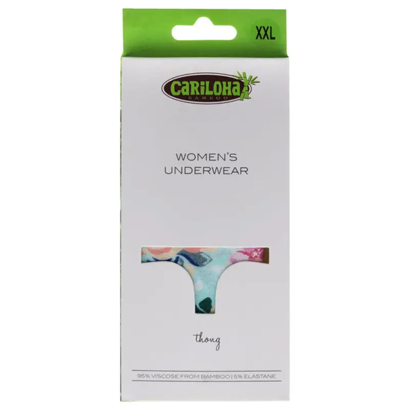 Cariloha Bamboo Lace Thong - Aqua Floral by Cariloha for Women - 1 Pc Underwear (2XL)
