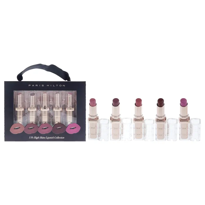 Paris Hilton Cosmetics High-Shine Lipstick Collection by Paris Hilton Cosmetics for Women - 5 x 0.13 oz Lipstick