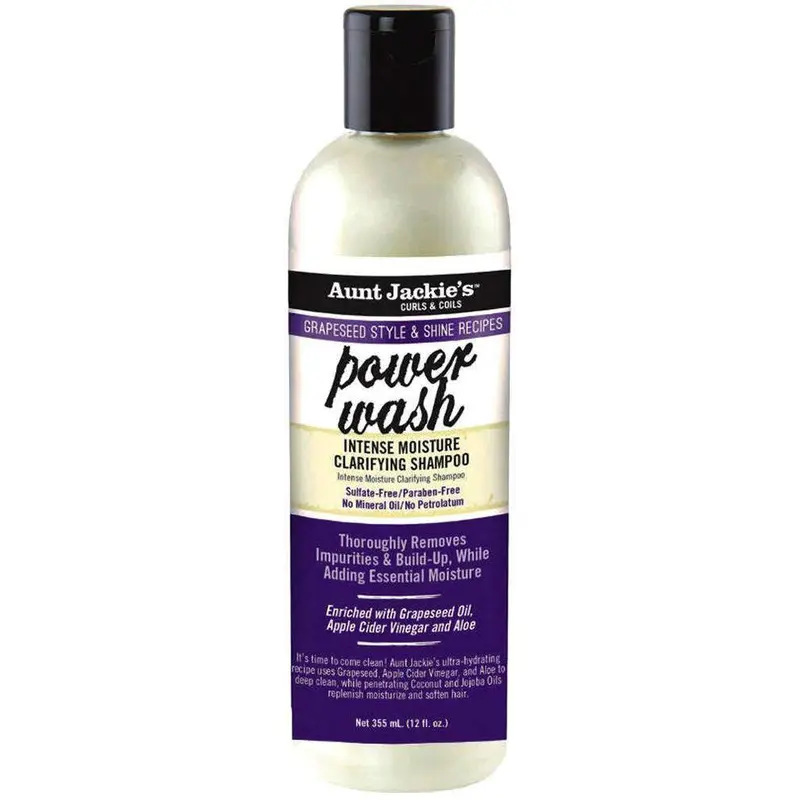 Aunt Jackie's Grapeseed Style & Shine Recipes "Power Wash" Intense Moisture Clarifying Shampoo 12oz