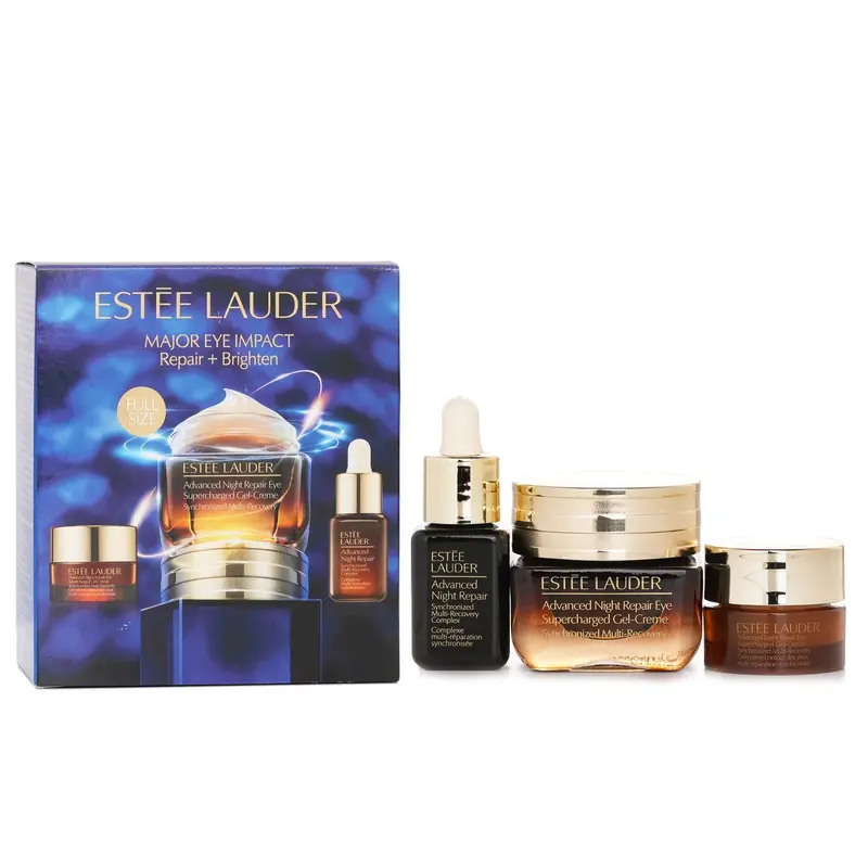 Estee Lauder Major Eye Impact Trio Repair + Brighten Skincare Set: ANR Eye Supercharged Gel Cream (15ml + 5ml) + Repair Serum 7ml  3pcs