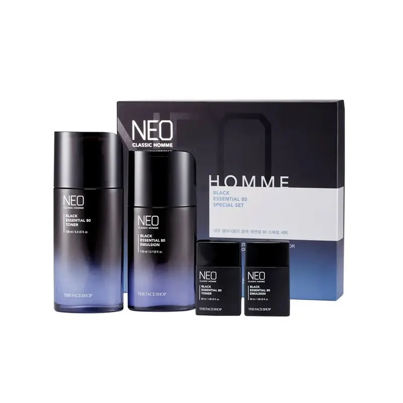 THE FACE SHOP Neo Classic Homme Black Essential Set (Toner 130ml+Emulsion 110ml+Toner 30ml+Emulsion 30ml)