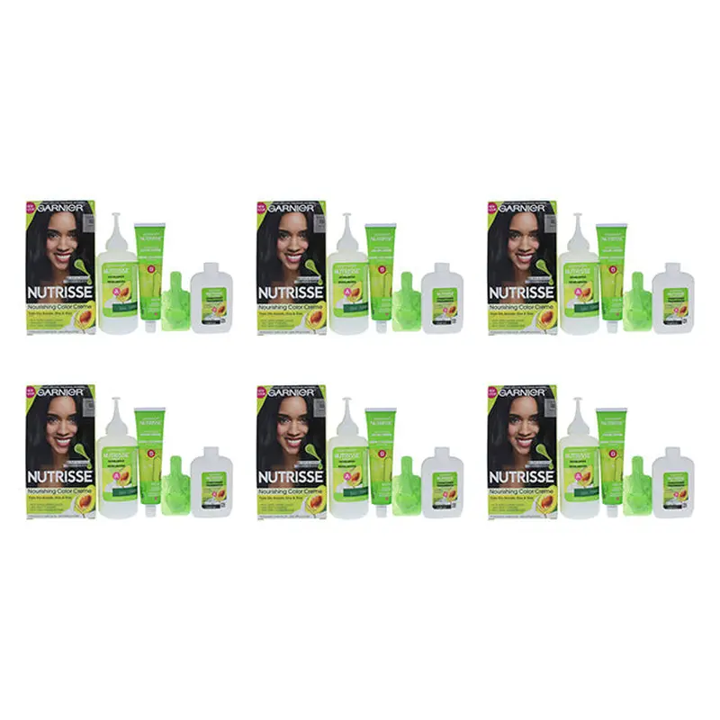 Garnier Nutrisse Nourishing Color Creme - 10 Black by Garnier for Unisex - 1 Application Hair Color - Pack of 6