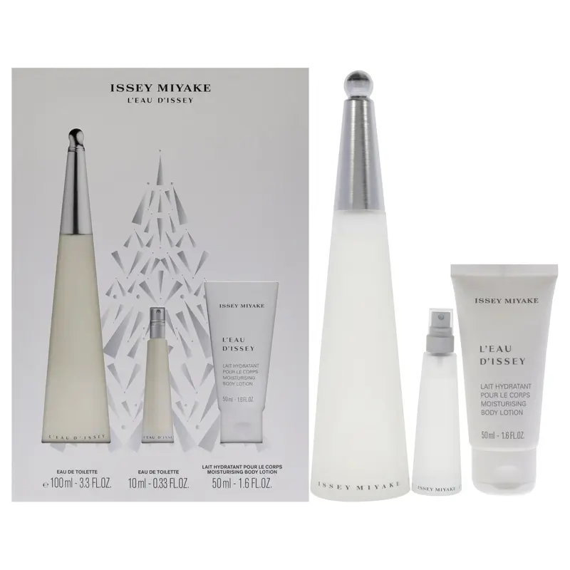 Issey Miyake Leau Dissey by Issey Miyake for Women - 3 Pc Gift Set 3.3oz EDT Spray, 0.33oz EDT Spray, 1.6oz Body L