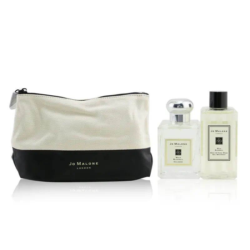 Jo Malone Wild Bluebell Travel Kit: Cologne Spray 50ml/1.7oz + Body & Hand Wash 100ml/3.4oz + Pouch  2pcs+Pouch