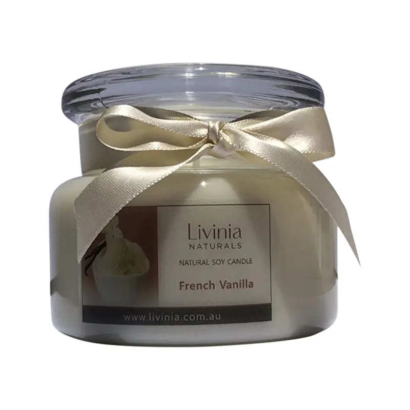 Livinia Natural Livinia Soy Candle Apothecary Jar French Vanilla Fragrance Oil