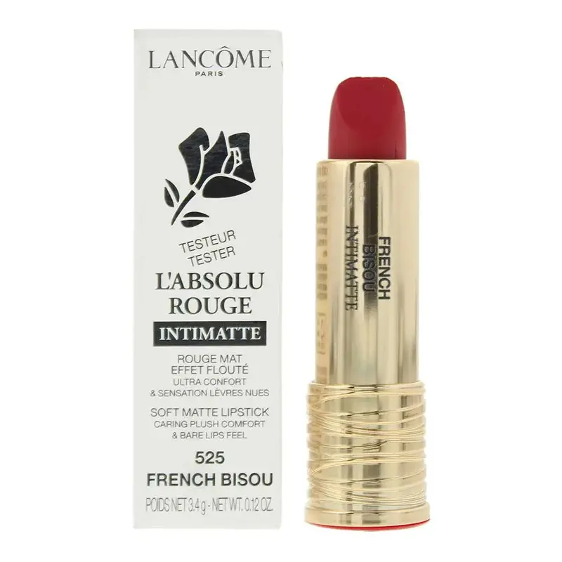 Lancme L'Absolu Rouge Intimatte Tester 525 French Bisou Lipstick 3.4g