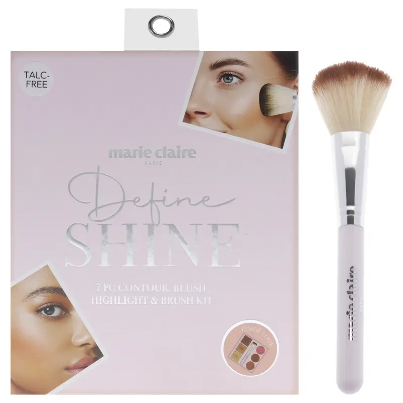 Marie Claire Face Palette by Marie Claire for Women - 7 Pc Blush Pink, 2 Highlighters, 3 Contours, 1 Contour Brush
