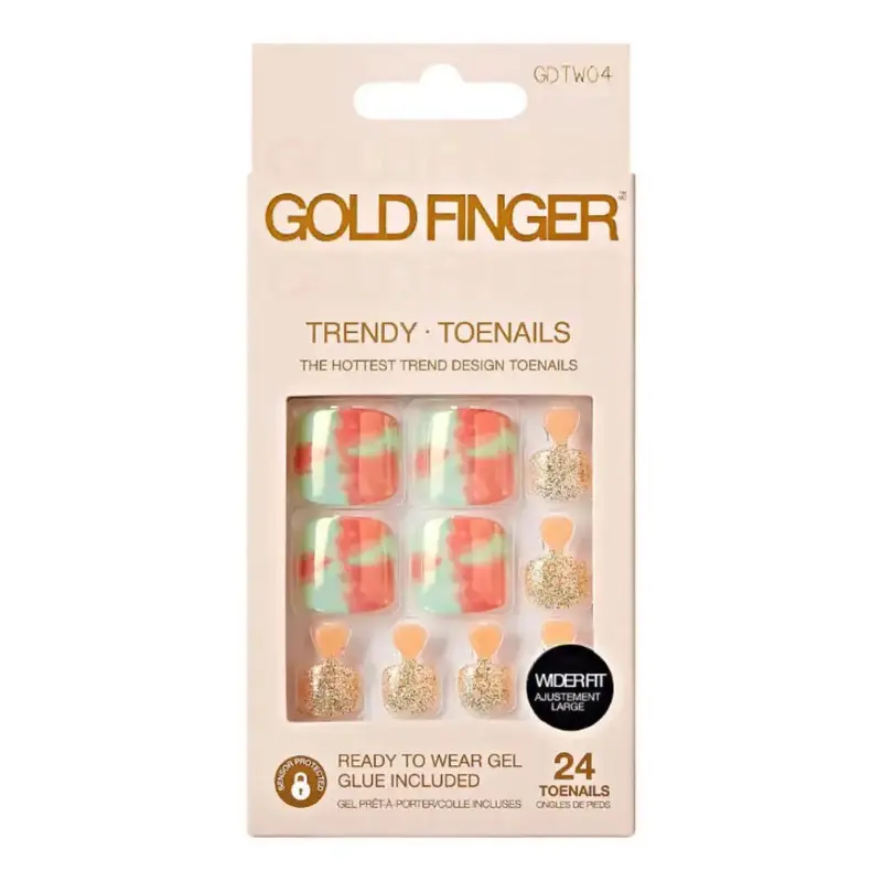 Gold Finger Trendy Wider Fit Toenails - Festive