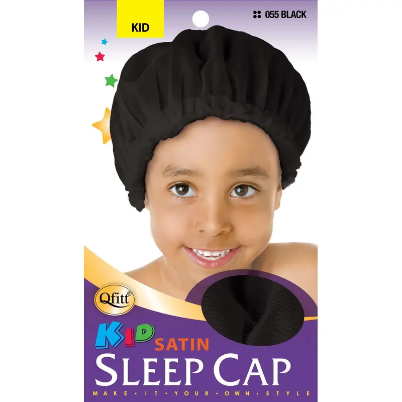 Qfitt Kids Satin Sleep Cap #055 Black