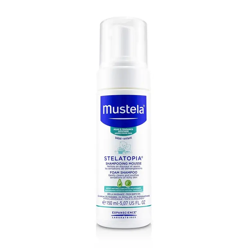Mustela Stelatopia Foam Shampoo (Gently Cleans and Soothes Sensations of Itchy Skin)  150ml/5.07oz
