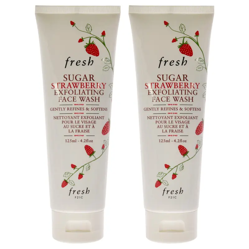 Fresh Sugar Strawberry Exfoliating Face Wash by Fresh for Women - 4.2 oz Cleanser - Pack of 2