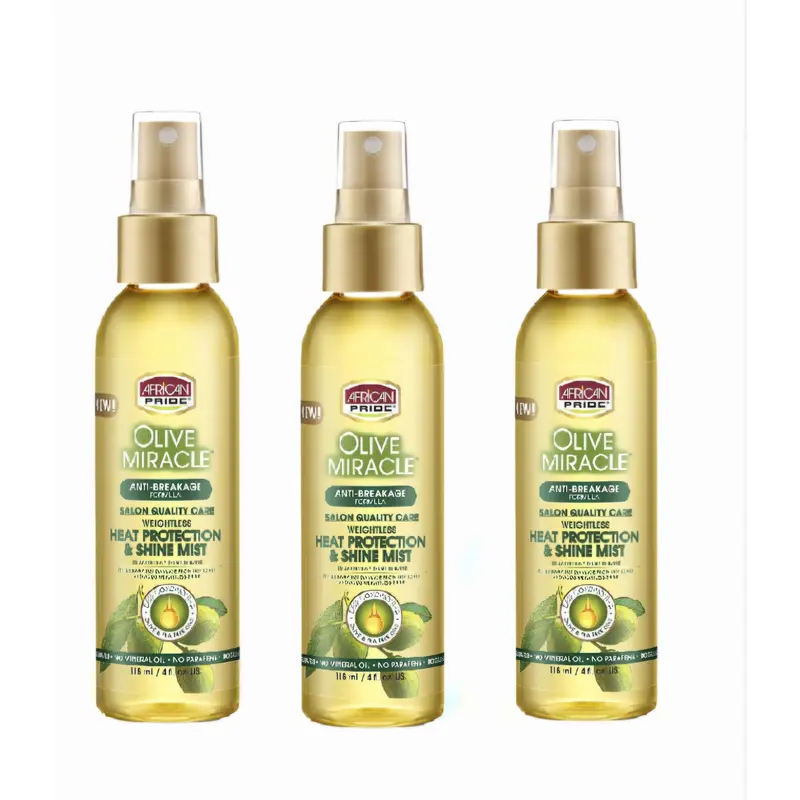 African Pride Olive Miracle Heat Protection & Shine Mist 4 oz (3 PACK)