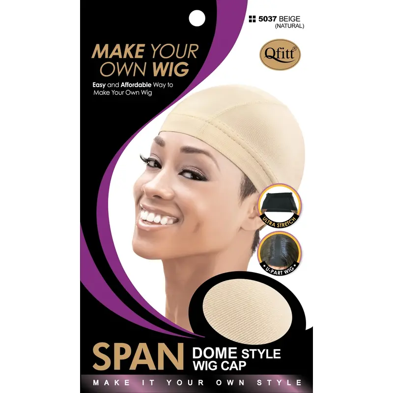 Qfitt Spandex Dome Style Wig Cap #5037 Beige