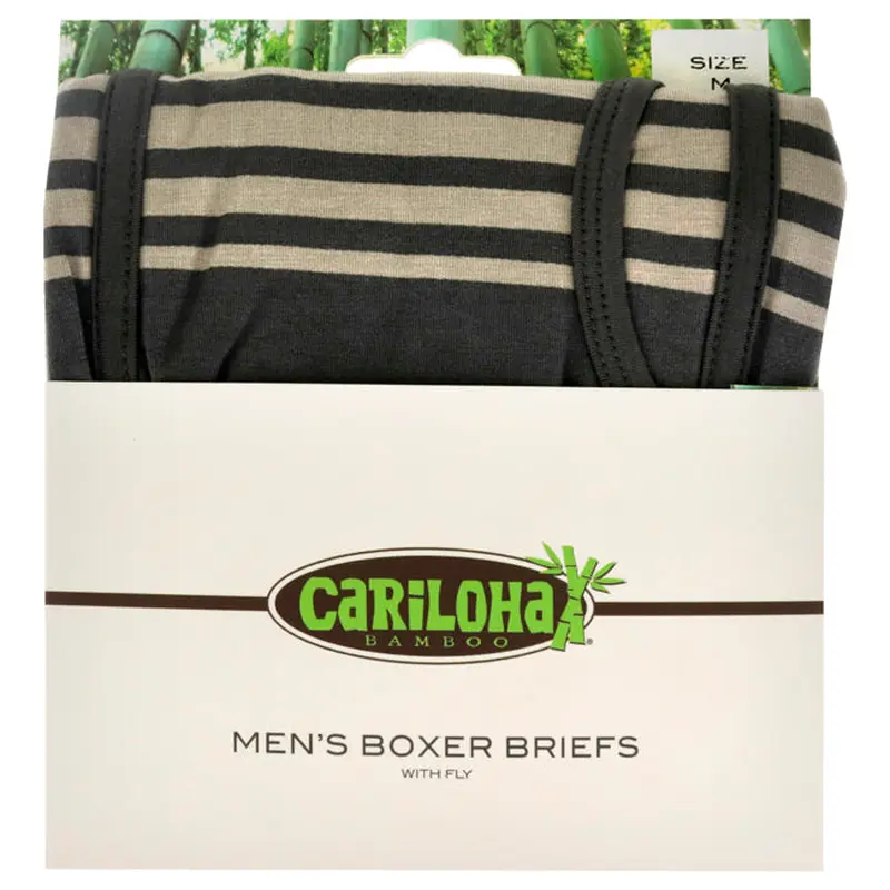 Cariloha Bamboo Boxer Briefs - Shoreline Gray Stripe by Cariloha for Men - 1 Pc Boxer (M)