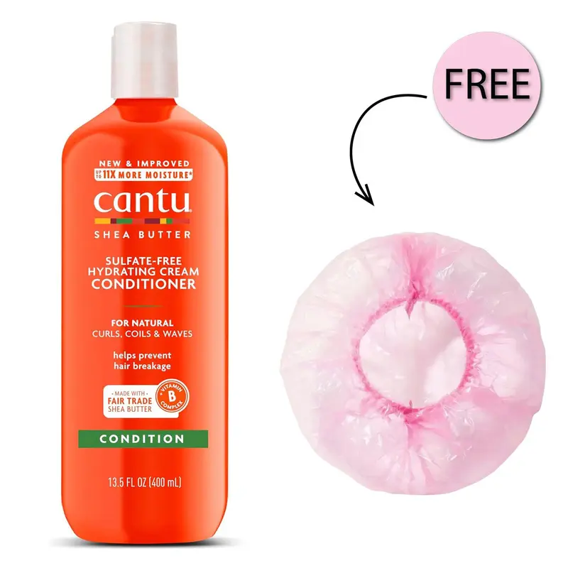 Cantu Hydrating Cream Conditioner 400ml + Free Shower Cap