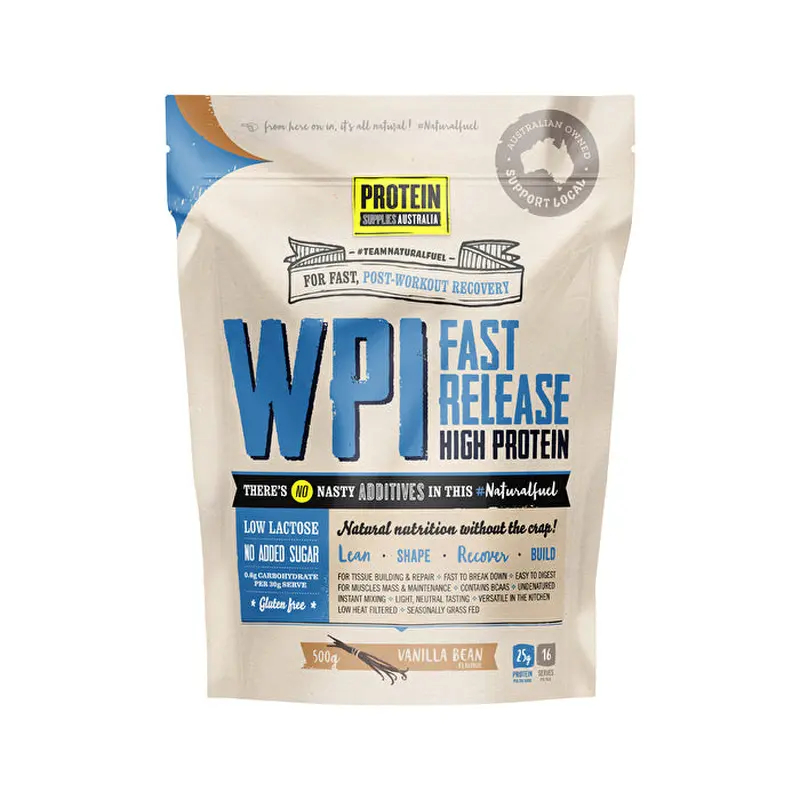Protein Supplies Australia WPI (Whey Protein Isolate) Vanilla Bean 500g