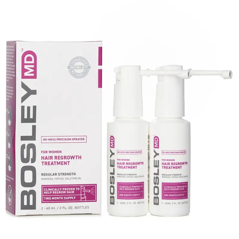 Bosley Womens Hair Regrowth Treatment Spray (Minoxidil Topical Solution 2%)  60ml x 2