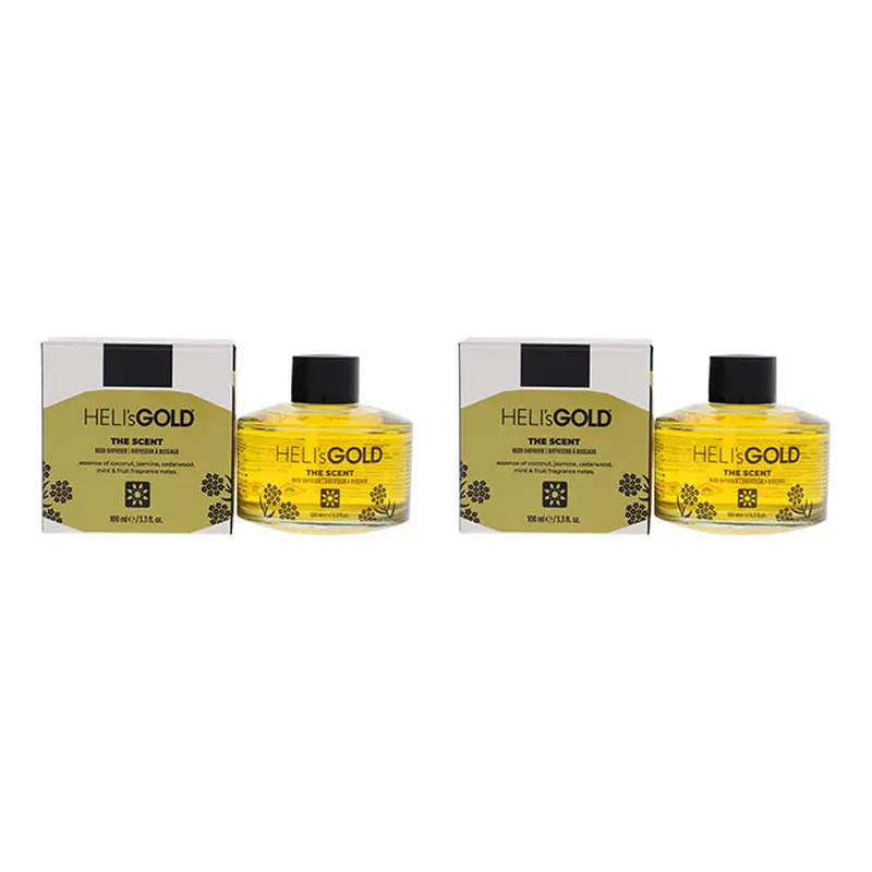 Helis Gold The Scent Reed Difuser Set by Helis Gold for Unisex - 2 Pc 3.3oz Diffuser, 7Pc Fiber Stick - Pack of 2