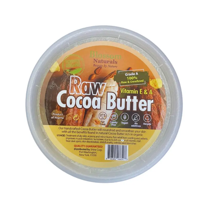 Blossom Naturals Raw Cocoa Butter with Vitamin E & A - Certified Organic