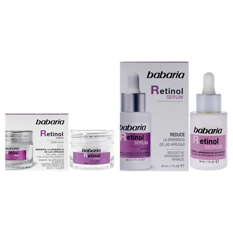 Babaria Retinol Face Kit by Babaria for Unisex - 2 Pc Kit 1oz Serum, 1.7 Rejuvenator Cream