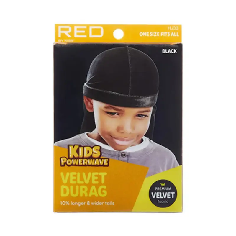 Red by Kiss Kids Power Wave Velvet Durag - Black