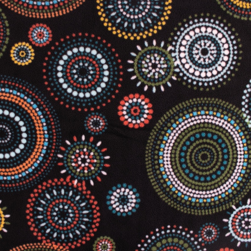 Anti-Pill Fleece Print - SLIPPY - Cercles dots - Black