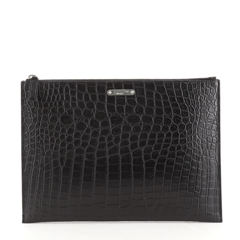 Zip Pouch Embossed Leather Medium S744816703092
